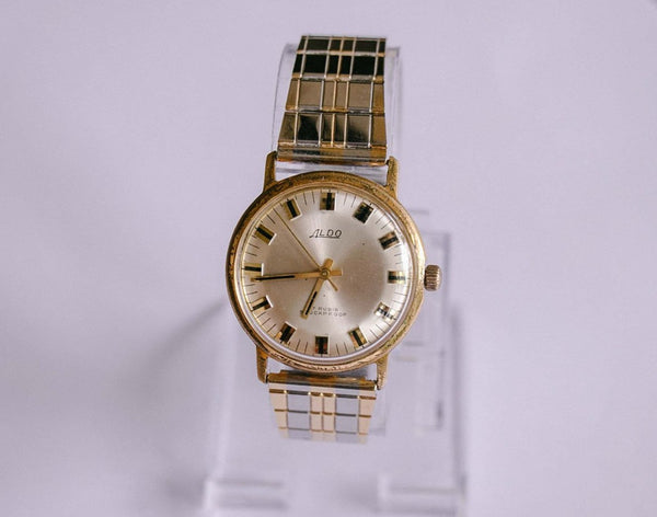Vintage Gold-tone Aldo Watch | Mechanical 17 Rubis Waterproof Watch – Vintage
