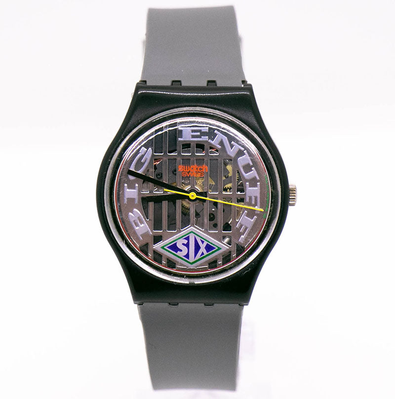 1993 Swatch GB151 BIG ENUFF Watch | Vintage Skeleton Black Swatch Gent ...