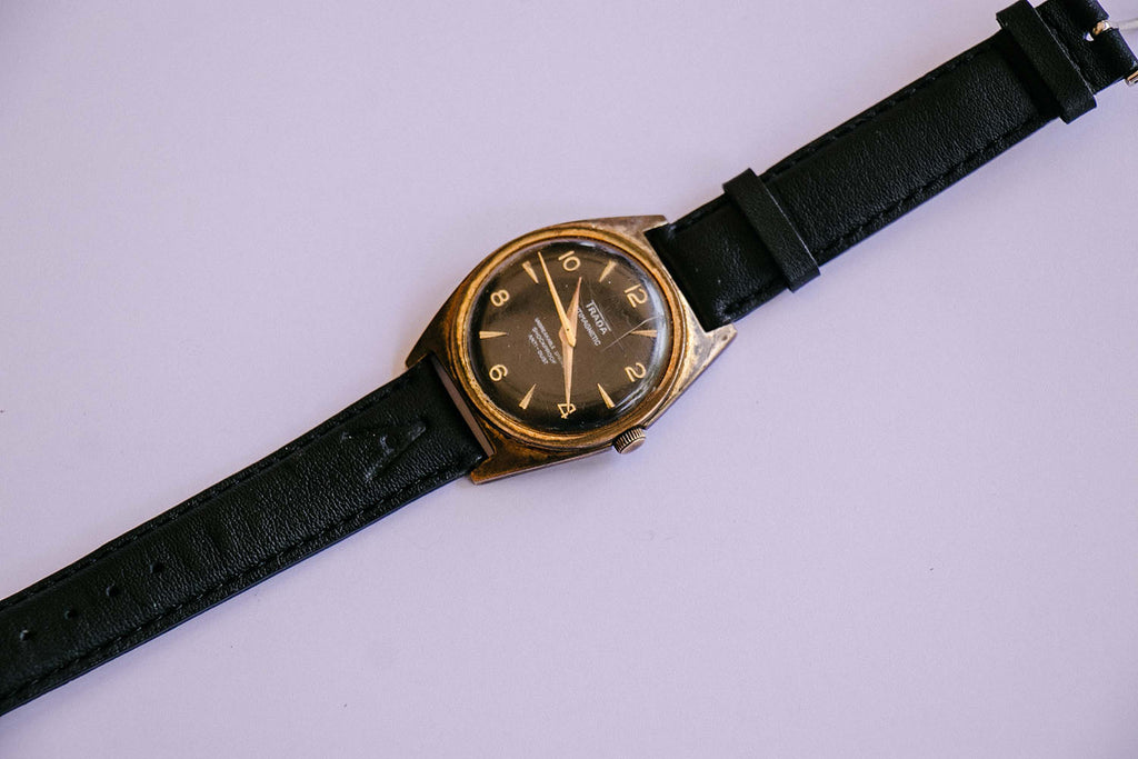 TRADA Black Dial Mechanical Watch | 1970s Shockproof Vintage Watch ...