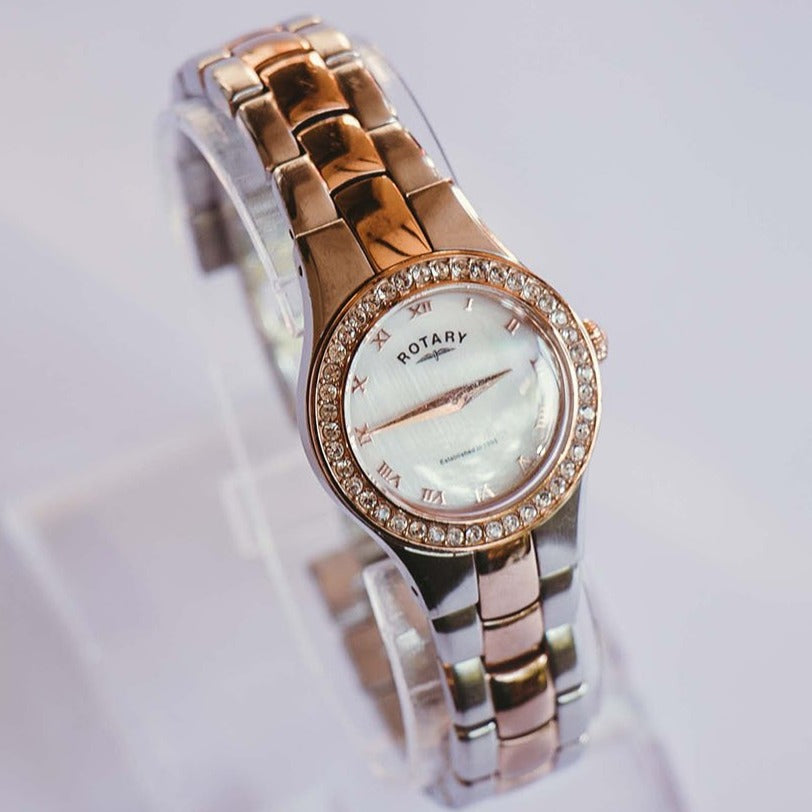 Rose Gold Rotary Watch for women | Mother of Pearl Swarovski Watch ...