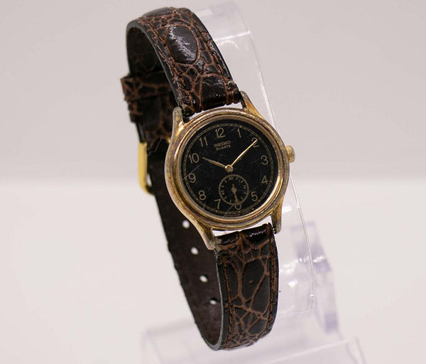 Vintage Seiko 2838-0050 A0 Quartz Watch | Tiny Black Dial Seiko Watch –  Vintage Radar