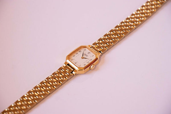 Vintage Gold-tone Seiko V400-5606 RO Rectangular Watch for Women – Vintage  Radar