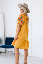 Load image into Gallery viewer, Flowers for You Full Size Embroidered Dress in Mustard