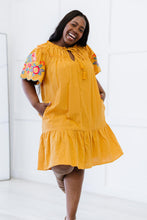 Load image into Gallery viewer, Flowers for You Full Size Embroidered Dress in Mustard