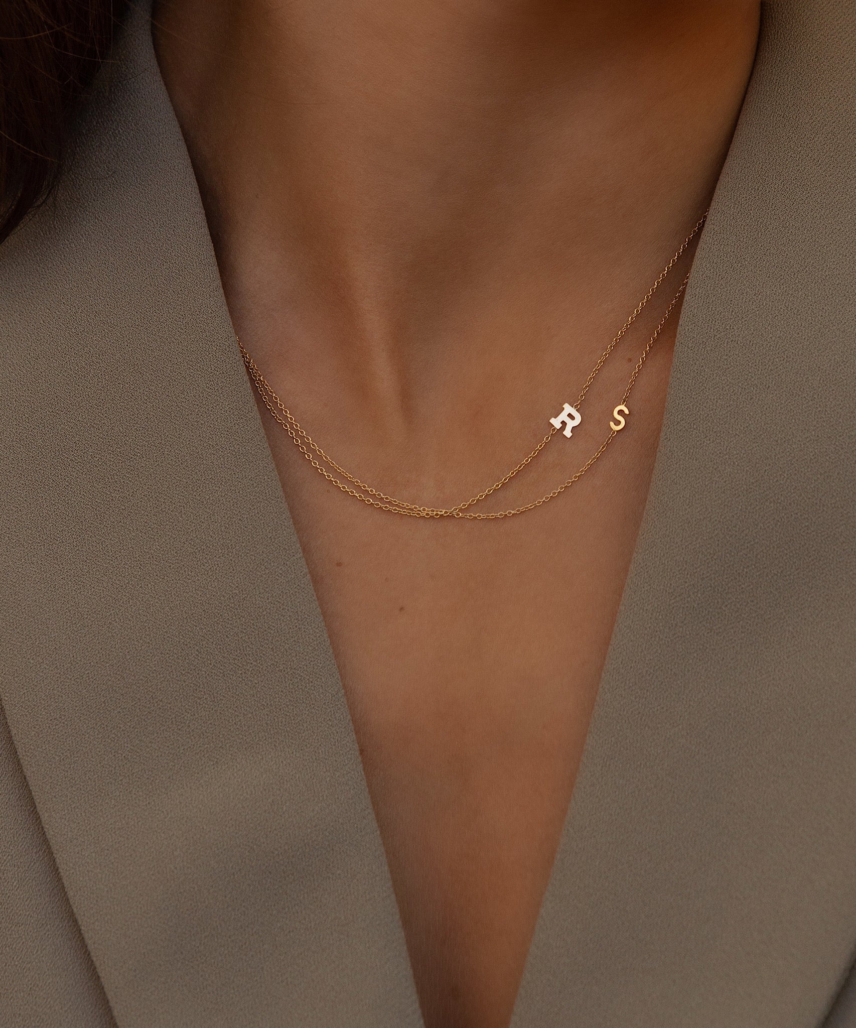 Sideways Initial Necklace | Caitlyn Minimalist