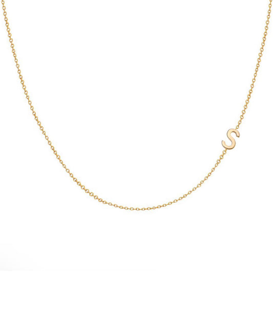 Tiny Dot Initial Necklace, 14kt Gold Fill / 16 by Hello Adorn