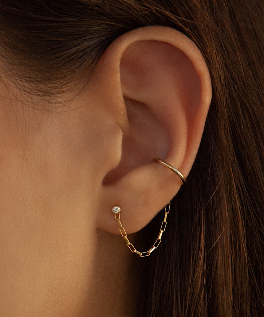 Twist Clicker Hoop with Double Chain & Ear Cuff - Single Set – Dandelion  Jewelry