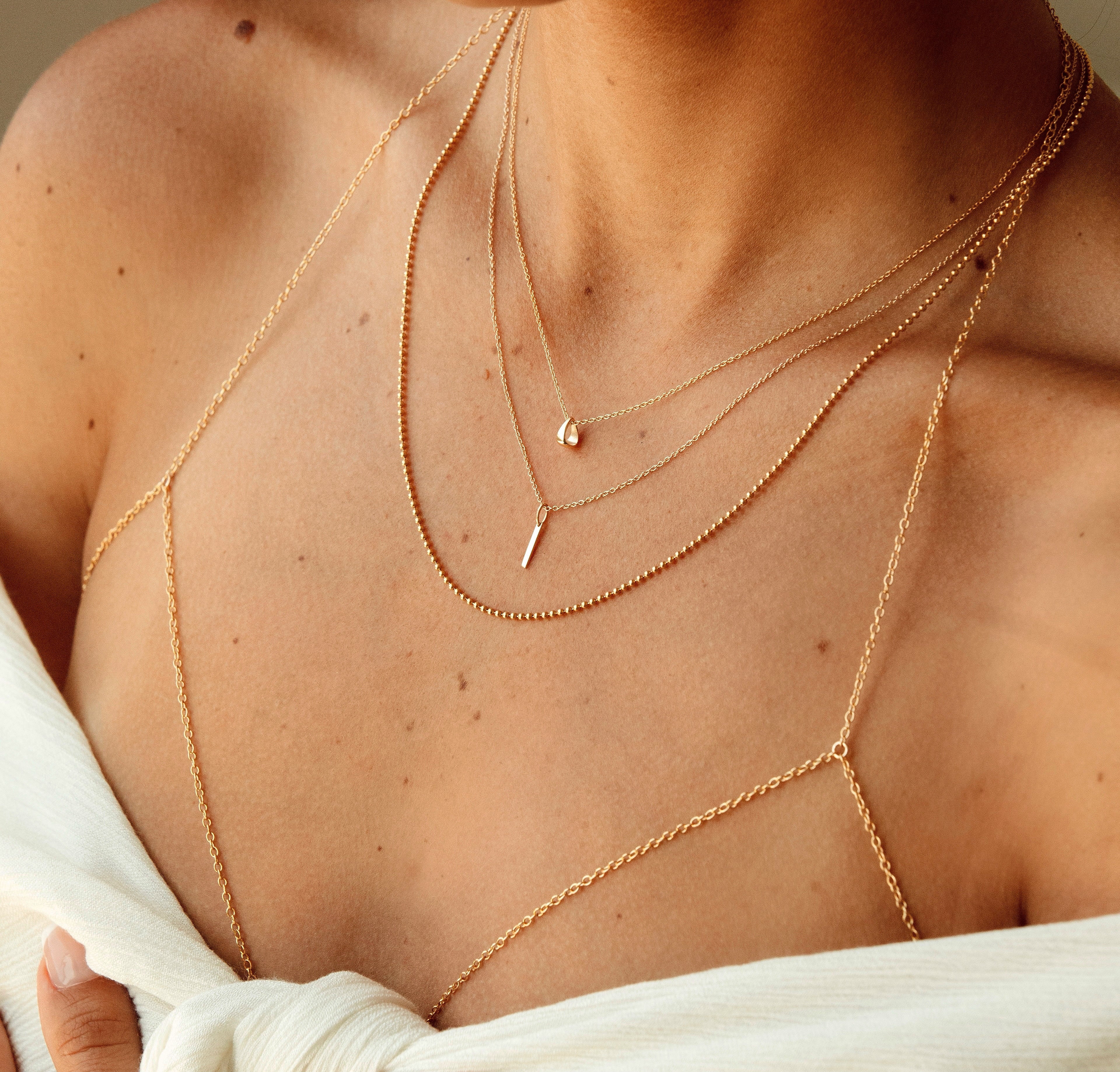 Micro 14k Gold Bar Necklace