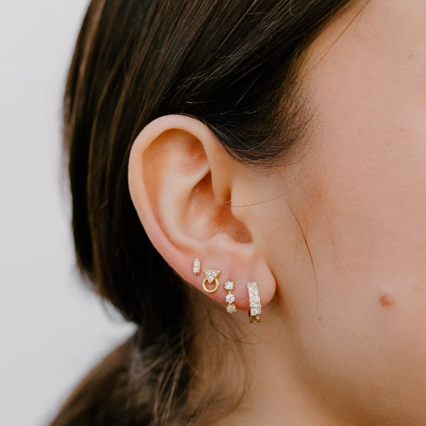 Diamond pinch flat back stud earring, 2mm by Yū, Mono