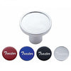 Chrome Aluminum Screw-On Air Valve Knob w Multi-Color Glossy Stickers - Tractor