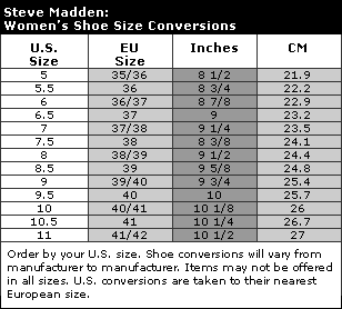 Steve Madden Size Chart