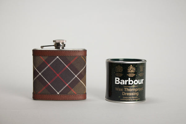 Barbour classic tartan flask thornproof wax