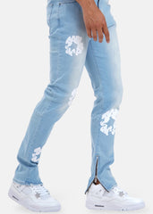 Jeans Ikao light blue zip interieur