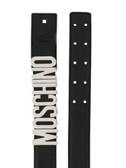 Ceinture en cuir Moschino lettrage argent