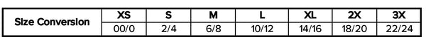 Yogacham size conversion chart