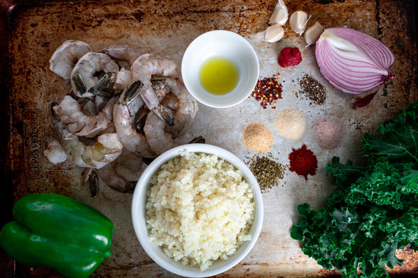 Cajun Shrimp Cauliflower rice ingredients