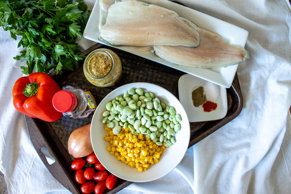 Pan Seared Trout & Summer Succotash Ingredients
