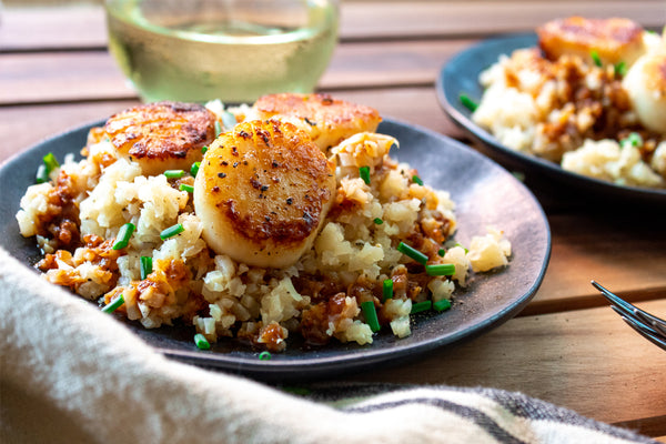 Seared Scallops Cauliflower Rice 