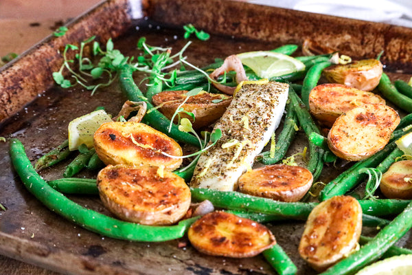 Sheet Pan Halibut Green Beans Potatoes