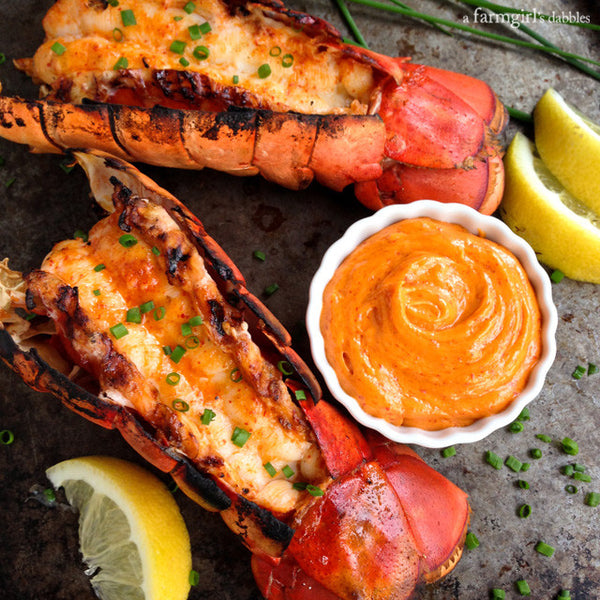 Grilled Lobster Tails With Sriracha Butter 