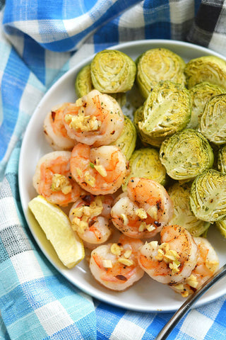 one pan shrimp brussels sprouts