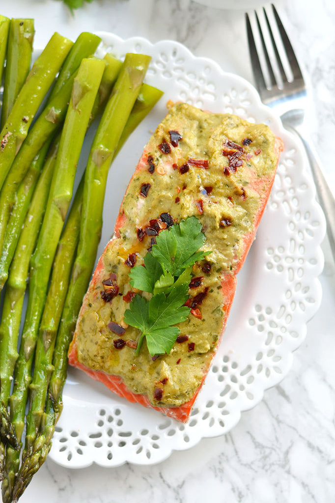 20 minute pesto baked salmon