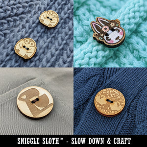 Cat Backside Wood Buttons for Sewing Knitting Crochet DIY Craft