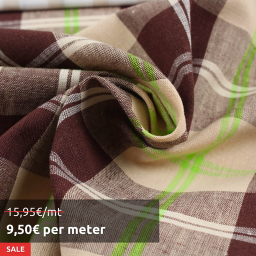 Cotton Linen Tartan Checks for Summer - Brown