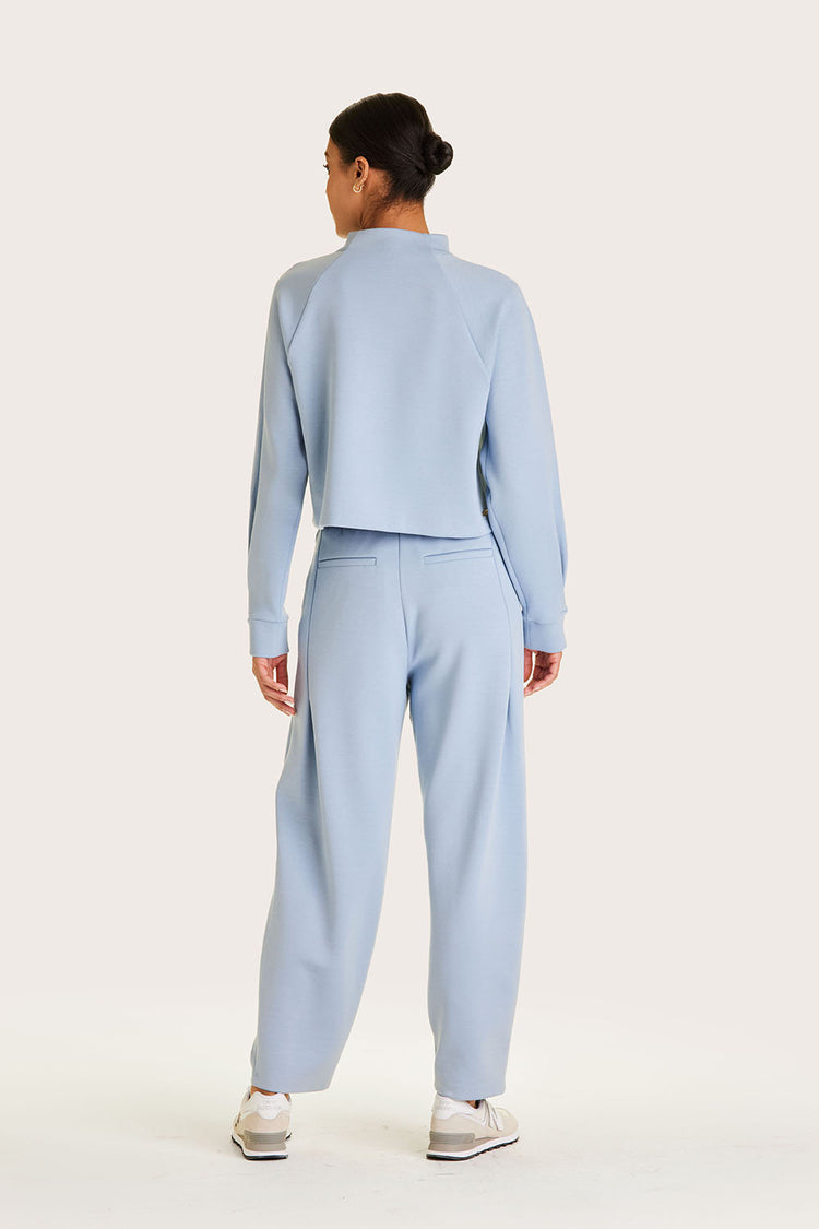 Phoebe Mock Knit - Light Blue Mock Neck Cropped Sweatshirt | Alala