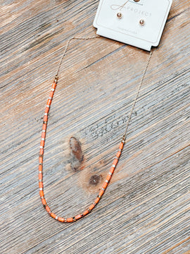 Orange & Gold Beaded Necklace