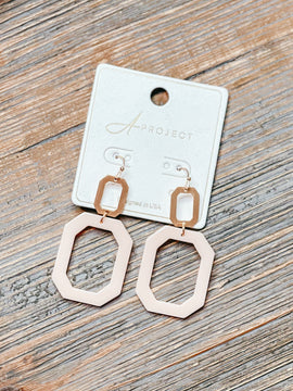 Light Pink & Gold Geometric Earrings