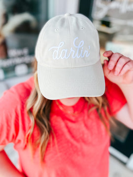 Darlin' Cursive Baseball Cap: Oatmeal