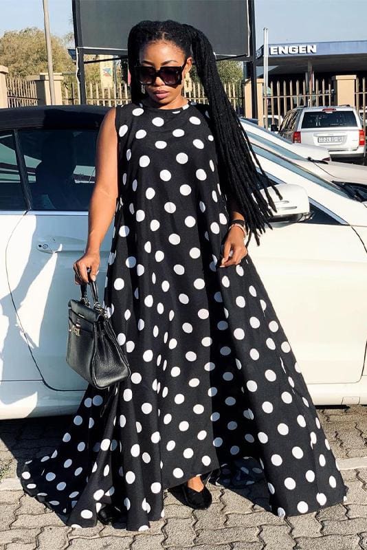 black and white maxi dress