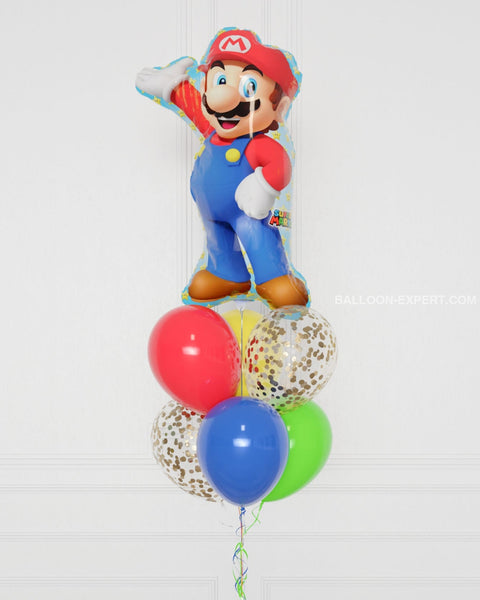 Super Mario Bros Supershape Confetti Balloon Bouquet, Helium Inflated ...