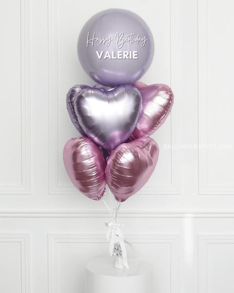 Bouquet de 2 Ballons Happy Birthday Fleury+Ballon Coeur rose à  Personnaliser By Livrer un Ballon
