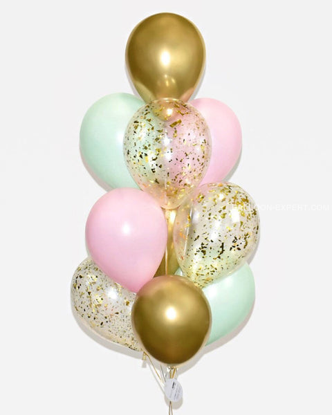 Bouquet de ballons Mylar Or Et Blanc Avec Confettis – Chant-O