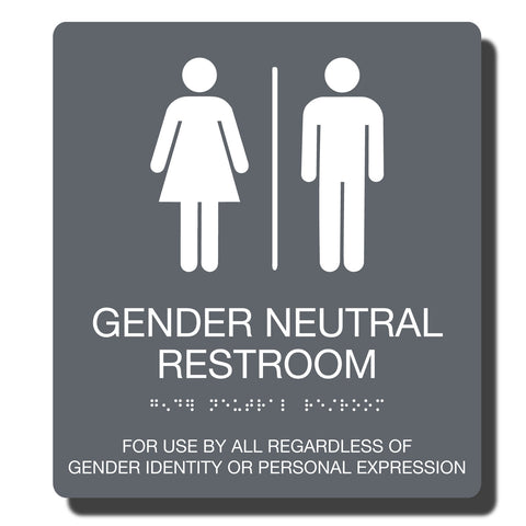 ADA Compliant Gender Neutral Restroom Sign with Braille _ 23 Color Combinations_durable Plastic ADA sign_NapADAsigns