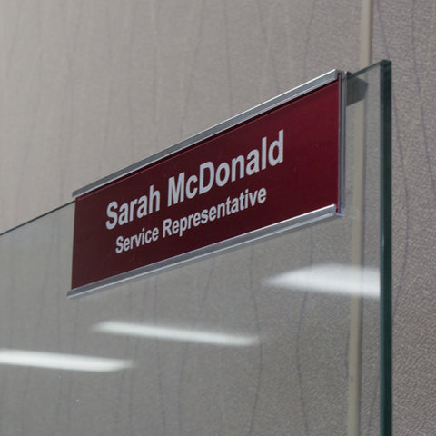 Nap Nameplates, Glass Cubicle Signs with Nameplates, Add your company logo!  Great for the office