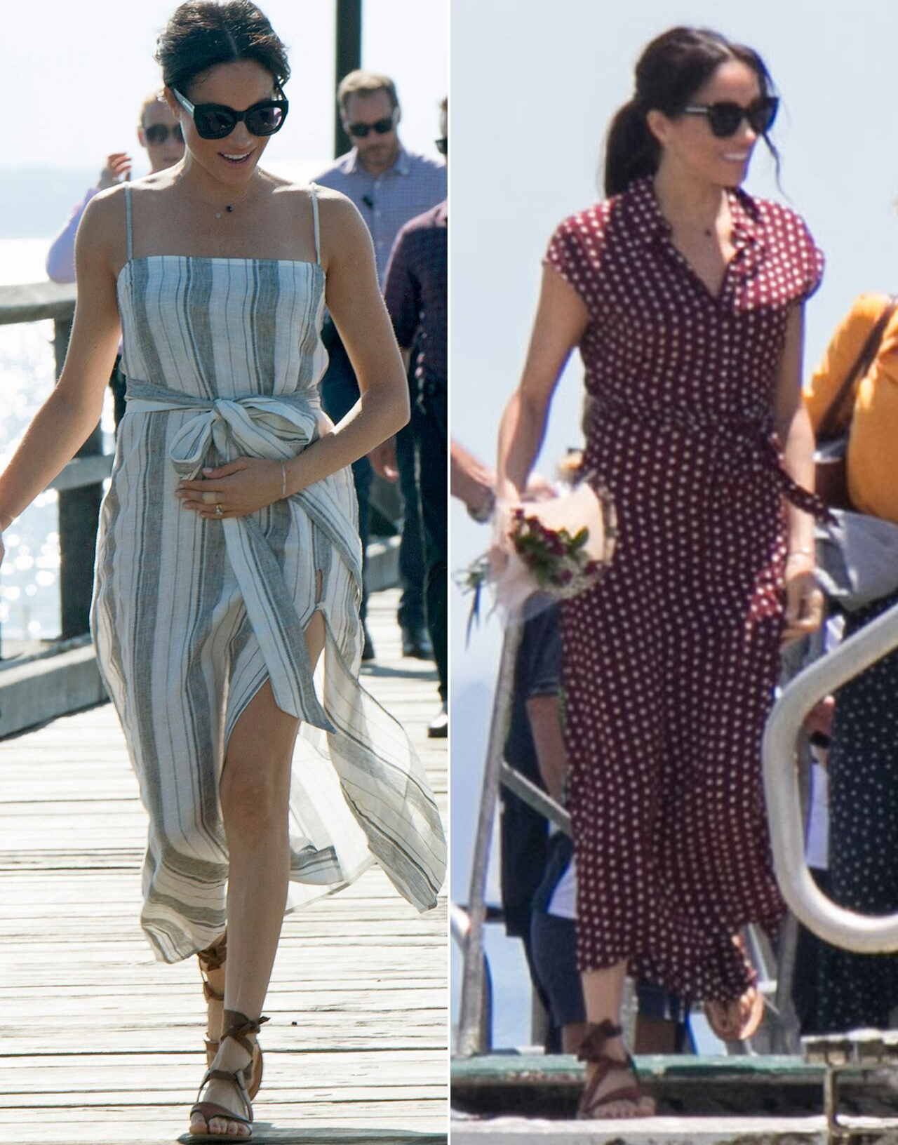 Meghan, the Duchess of Sussex wears Hermès Oran sandals