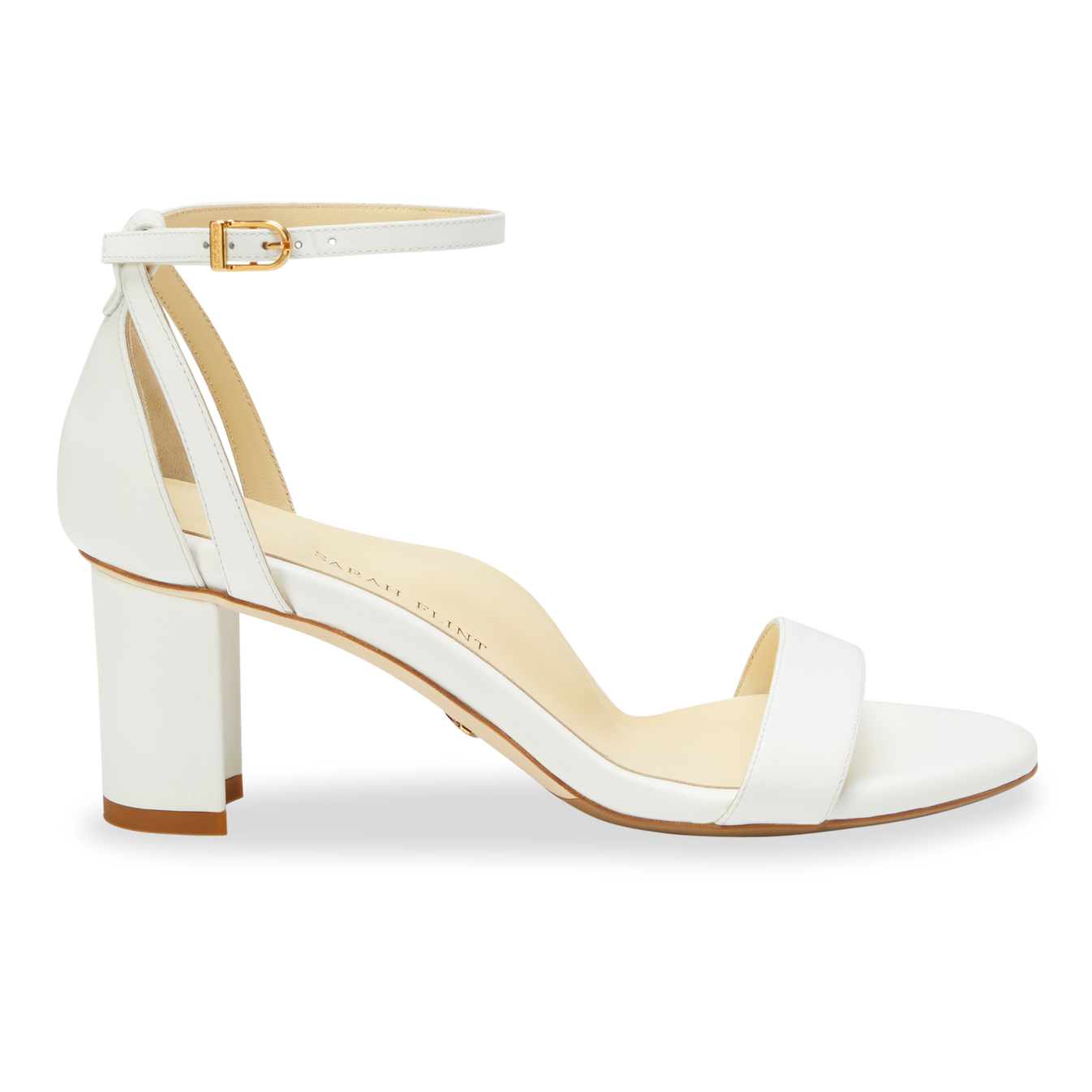 Perfect Block Sandal 60 | White Calf | Sarah Flint