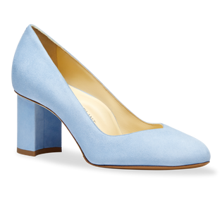 Perfect Round Toe Pump in Cornflower Blue Suede Handcrafted in Italy