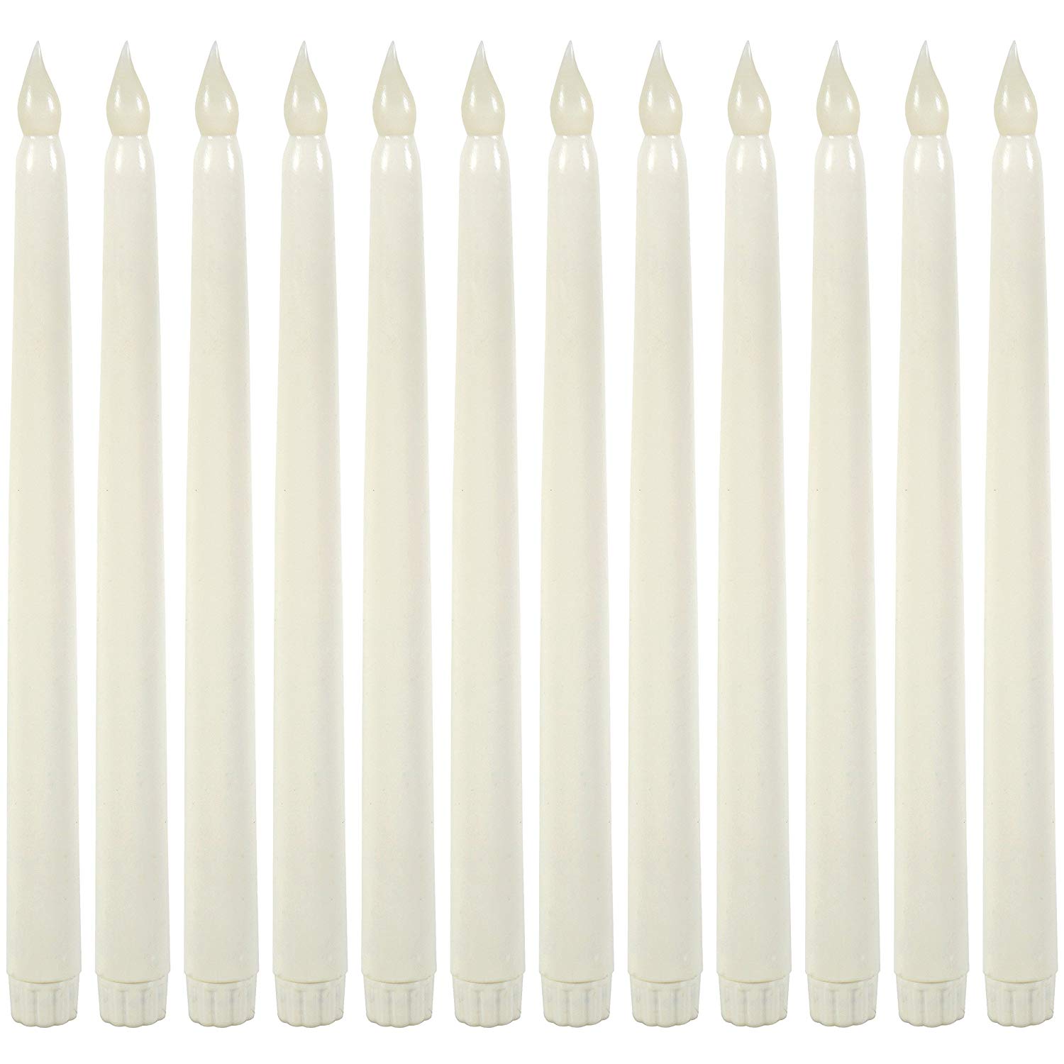 11 Inch Realistic Flameless Taper LED Candle Faux Wax White 6 Pack Safe Tall New 
