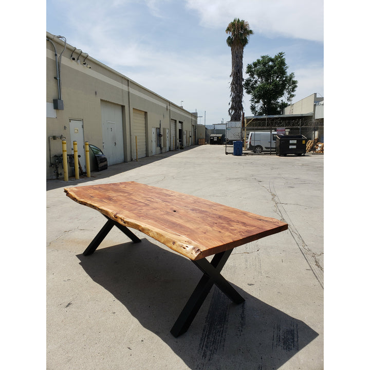 Finely Handcrafted, 96L Live Edge Acacia Wood Dining Table