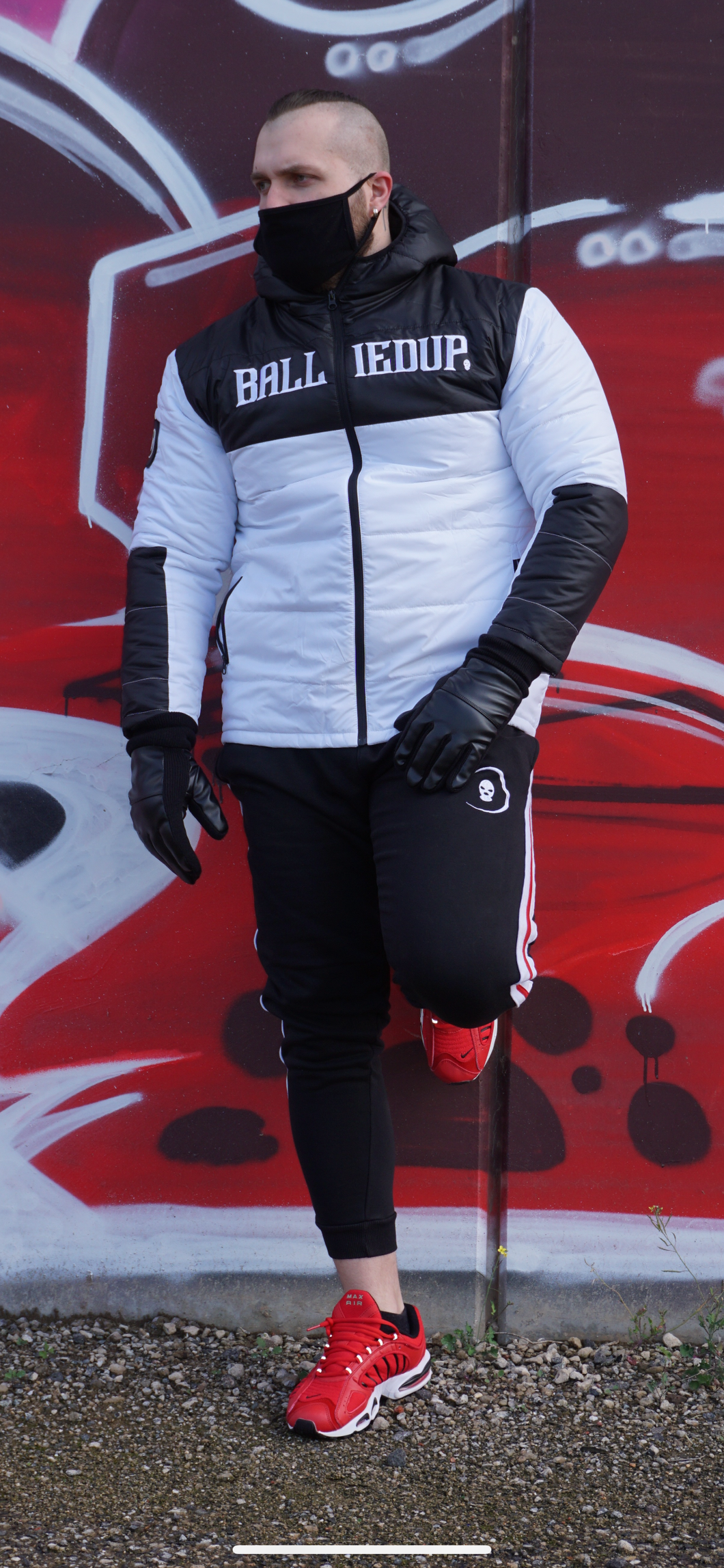 white and black puffer jacket