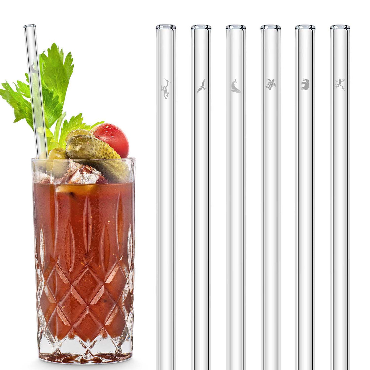 HALM Summer Edition 6x 20cm glass straws with engraving - HALM Straws