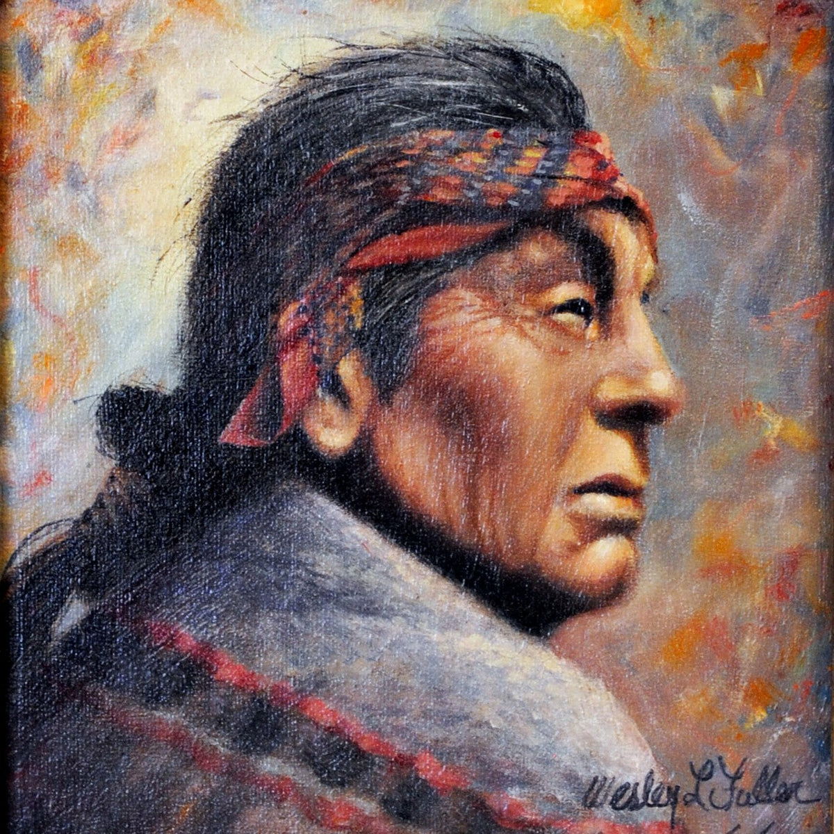Native American Art Portrait Original Painting Lucky Star Gallery