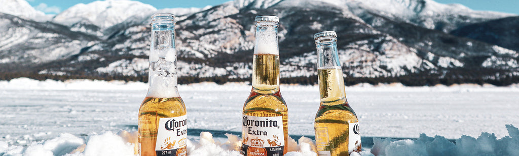 Corona beer in snow