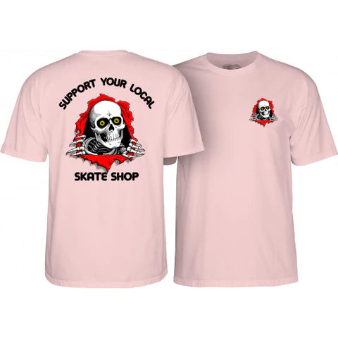Powell Peralta Support Your Local Skateshop T-Shirt Pink Medium
