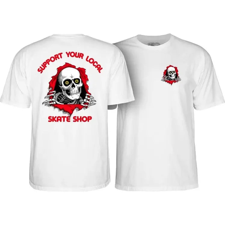 Powell Peralta Ripper Support Your Local Skate Shop White T-Shirt Medium