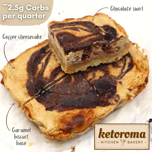 Keto Coffee, Chocolate & Caramel Baked Cheesecake Slab (240g)